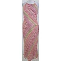 coast size 12 pink green mix striped halter neck dress