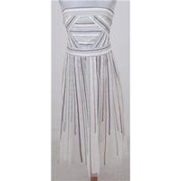 Coast, size 14 cream striped strapless dress