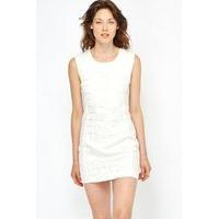 contrast panel white shift dress