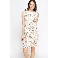 Collared Feather Print Dress