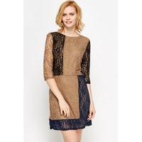 colour block lace overlay dress