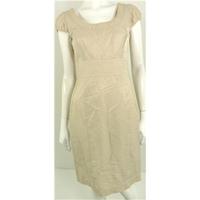 Coast Size 8 Eggshell Fitted Linen Blend Dress with Silk Trim