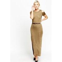 cold sleeves belted maxi dress