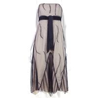 Coast Size 10 Ivory Strapless Dress With Black Net Overlay