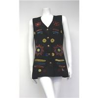 Comrades Size M/L Funky Patterned Long Waistcoat Comrades - Size: M - Black - Waistcoat