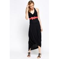 cowl neck ruffled hem maxi dress