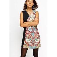 contrast printed shift dress