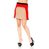 Contrast Panel Crepe Skirt