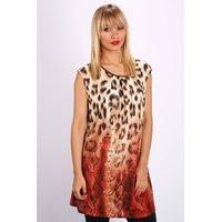 Contrast Animal Print Tunic Dress