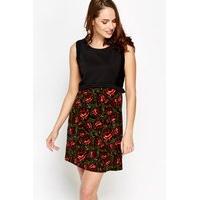 Contrast Rose Swing Dress