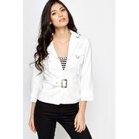 Cotton Blend Buckle Front Jacket