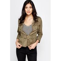 Cotton Blend Buckle Front Jacket