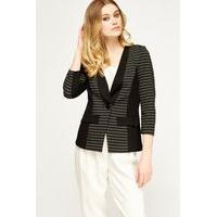 contrast trim striped blazer