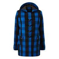 cobalt check duffle coat length 28ins