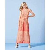 coral white tie dye maxi dress