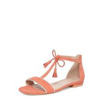 Coral T-Bar Square Toe Sandals, Orange