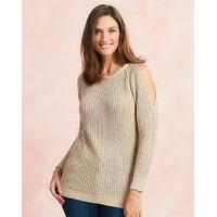 cold shoulder fisherman rib jumper