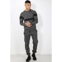 Contrast Block Panel Crew Neck Tracksuit