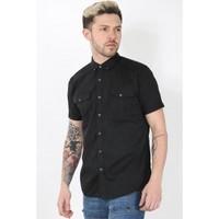 contrast buttons collar short sleeves casual shirt