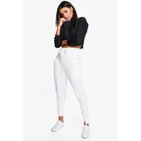 contrast fabric hem detail sweat joggers ivory