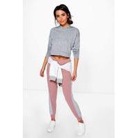 contrast panel soft knit joggers rose