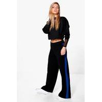 contrast panel wide leg relaxed trousers royal