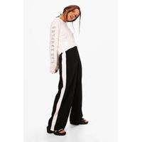 Contrast Panel Wide Leg Relaxed Trousers - black