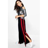 Contrast Panel Wide Leg Relaxed Trousers - red