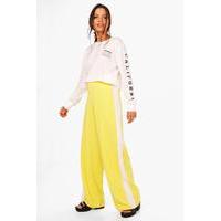 Contrast Panel Wide Leg Relaxed Trousers - yellow