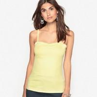Cotton and Modal Top with Shoestring Straps