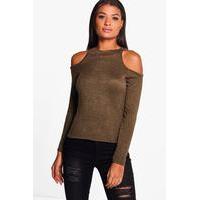 cold shoulder jumper khaki