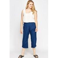 Cotton Blend Cropped Trousers