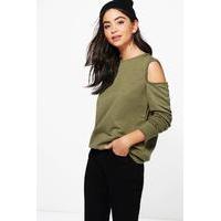 cold shoulder sweatshirt khaki