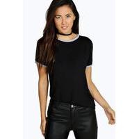 Contrast Neck & Cuff T-Shirt - black