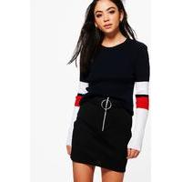 colour block rib knit jumper navy