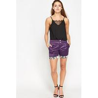 Contrast Trim Mock Croc Shorts