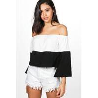 Colourblock Bardot Top - black