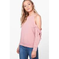 Cold Shoulder Ruffle Sweat - blush