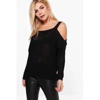 cold shoulder jumper black