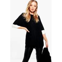 contrast knit jumper black