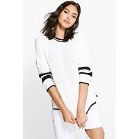 contrast block stripe rib knit jumper white