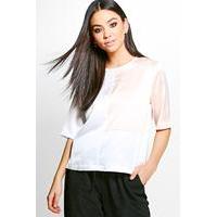 Colourblock Satin Shell Top - white