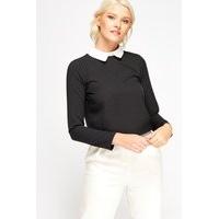 Contrast Collar Stripe Top