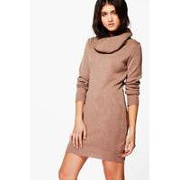 Cowl Neck Jumper Dress - mauve