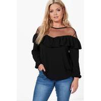 Connie Ruffle Detail Top - black