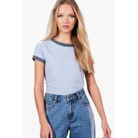 cotton ringer basic t shirt pale blue