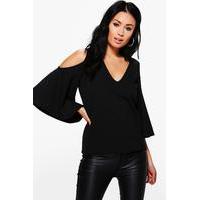 cold shoulder wide sleeve top black