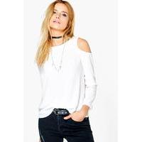 cold shoulder woven top white
