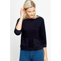 Contrast Pocket Front Casual Top