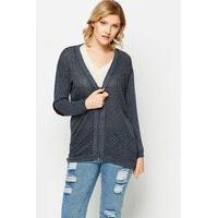 contrast elbow patch zip front cardigan